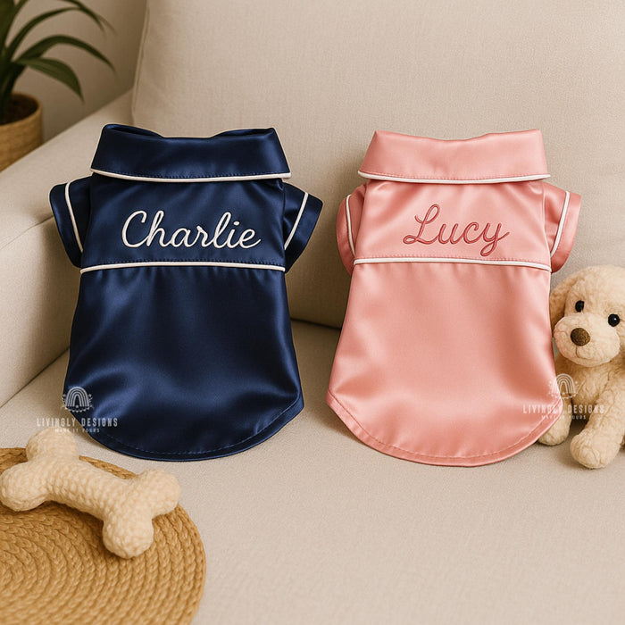 Custom Name Pet Pajamas | Custom Embroidered Sleepwear | Personalized Pet Pajamas | Custom Name Dog or Cat Outfit | Perfect Gift Pet Parents