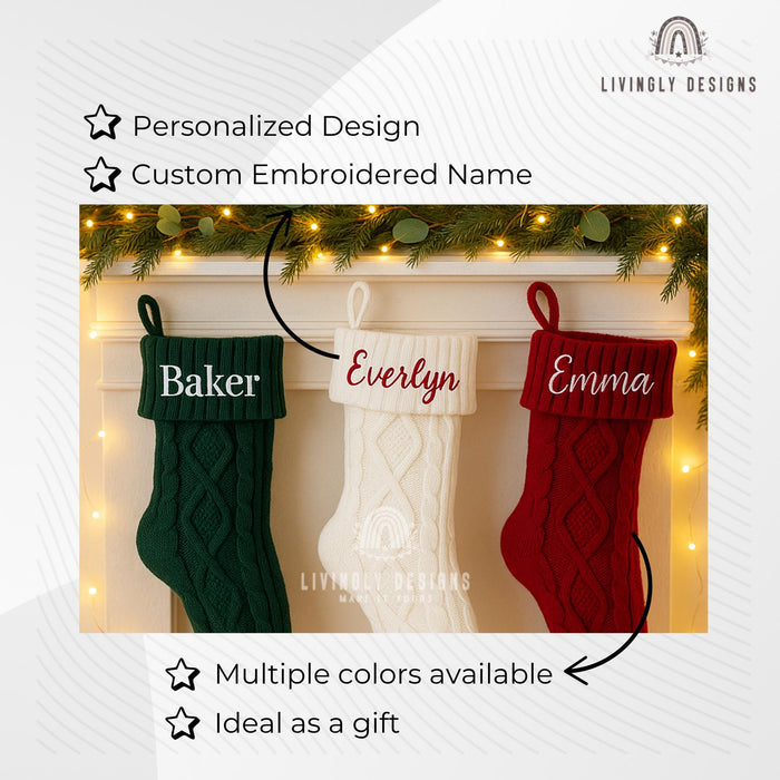 Personalized Knit Christmas Stocking Holiday Decor