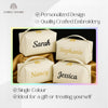 Personalized Name Leather Toiletry Bag | Custom Name Embroidered Travel Case | White Makeup Organizer | Bridesmaids Wedding Gift Idea