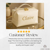 Personalized Name Leather Toiletry Bag | Custom Name Embroidered Travel Case | White Makeup Organizer | Bridesmaids Wedding Gift Idea