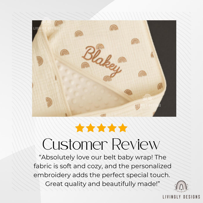 Personalized Baby Blanket Wrap Stars, Moon, Rainbow