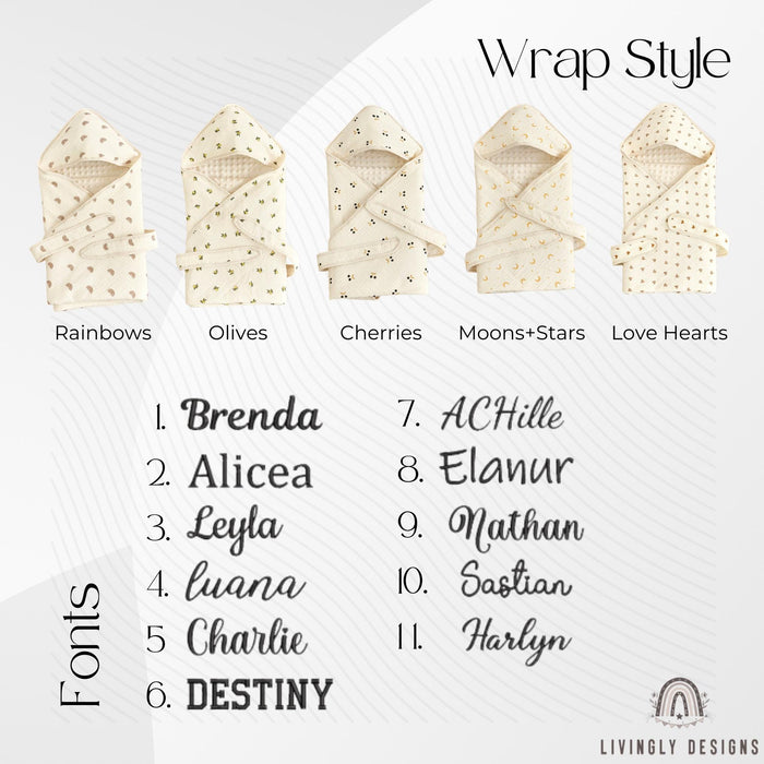 Personalized Baby Blanket Wrap Stars, Moon, Rainbow