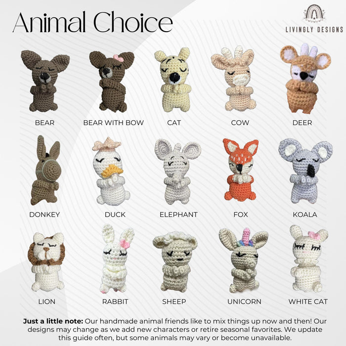 Personalized Baby Lovey Blanket with Crochet Animal