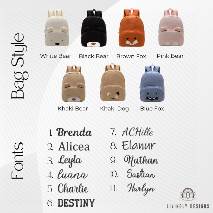 Personalized Name Animal Backpack