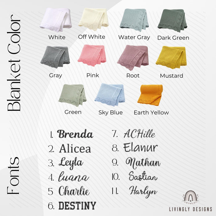 Personalized Knit Baby Blanket with Embroidered Name
