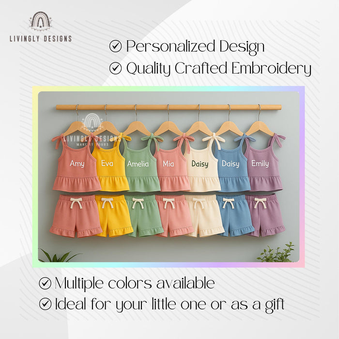 Personalized Girl's Summer Ruffled Outfit