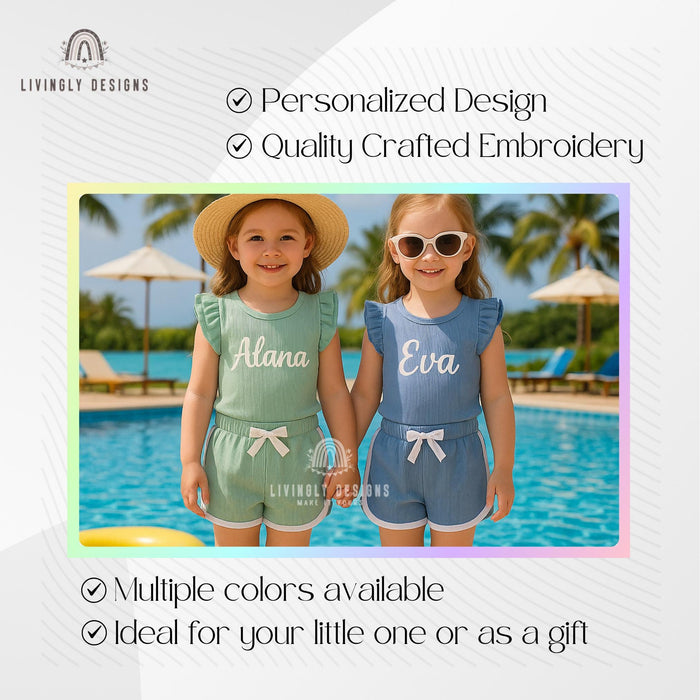 Personalized Embroidered Name Ruffle Top & Shorts