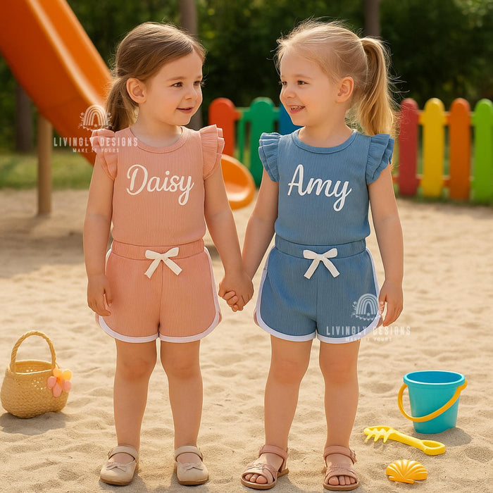 Personalized Embroidered Name Ruffle Top & Shorts