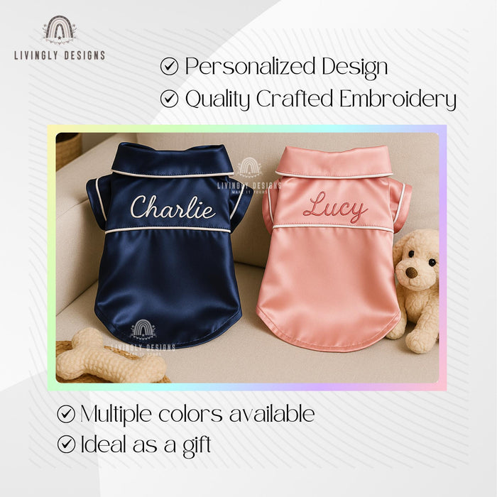 Custom Name Pet Pajamas | Custom Embroidered Sleepwear | Personalized Pet Pajamas | Custom Name Dog or Cat Outfit | Perfect Gift Pet Parents