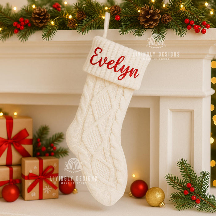 Personalized Knit Christmas Stocking Holiday Decor