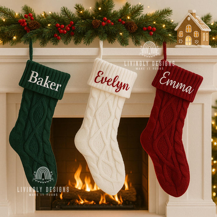 Personalized Knit Christmas Stocking Holiday Decor