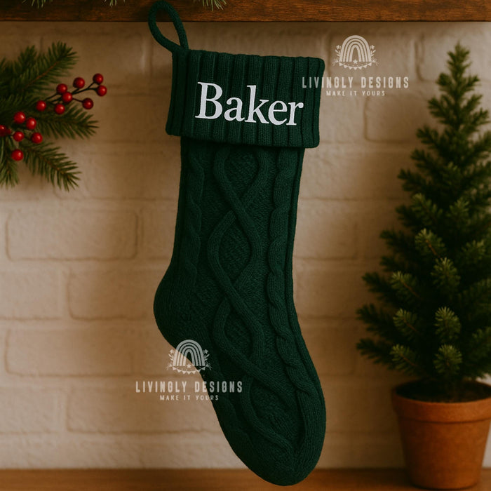 Personalized Knit Christmas Stocking Holiday Decor
