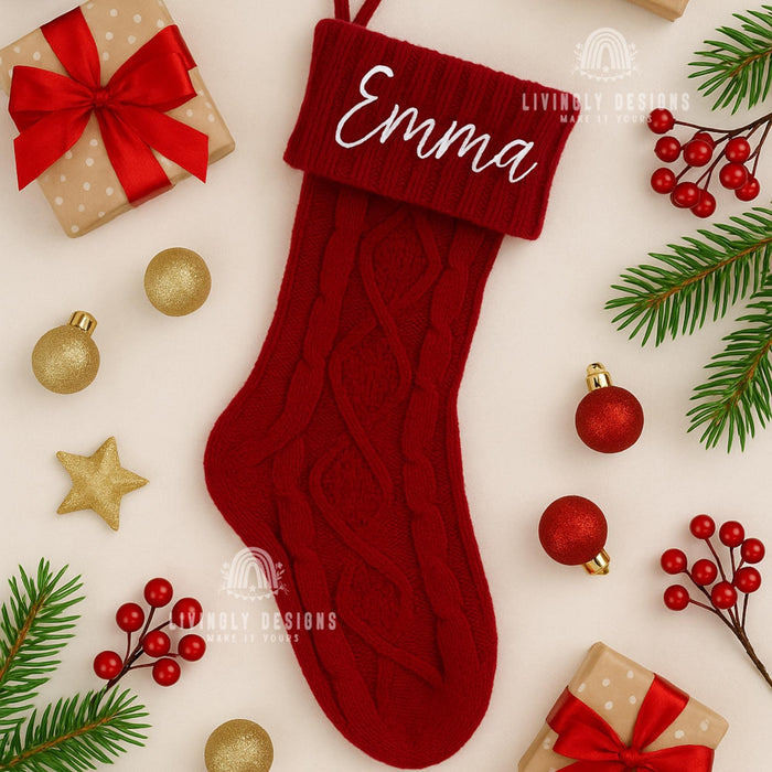 Personalized Knit Christmas Stocking Holiday Decor