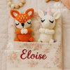 Custom Name Baby Blanket with Knitted Animal | Personalized Lovey Blanket | Stuffed Animal Gift | Custom Baby Comforter, Name Announcement