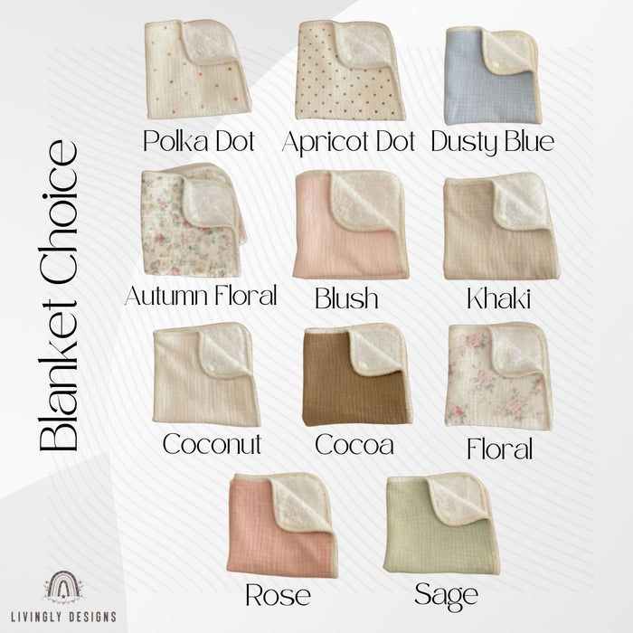 Personalized Baby Lovey Blanket with Crochet Animal