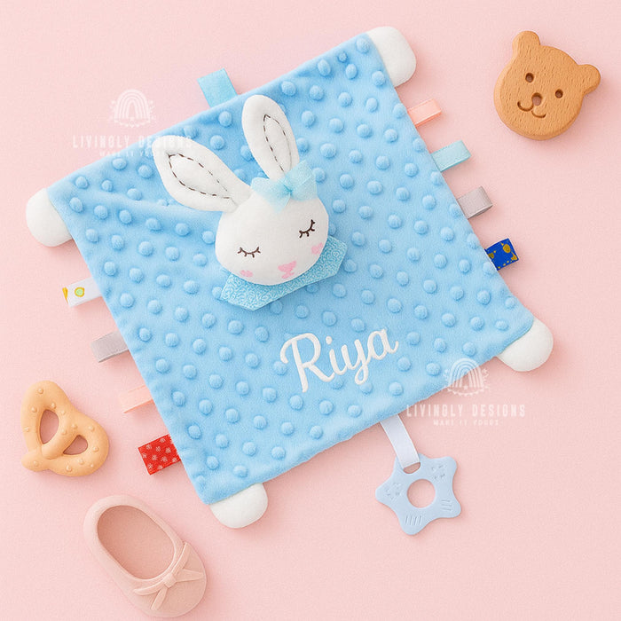 Personalized Plush Animal Baby Comforter: Embroidered Name Security Blanket