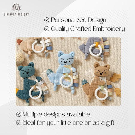 Personalized Name Baby Comforter | Embroidered Cotton Teether Blanket | Custom Newborn Soothing Doll Gift | Newborn Gift