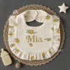 Personalized Lace Baby Bib: Embroidered Name, Ruffled Waterproof Cotton