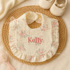Personalized Lace Baby Bib: Embroidered Name, Ruffled Waterproof Cotton