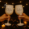 Personalized White Plastic Wine Glass: Custom Embroidered Name, Bachelorette Party Favor