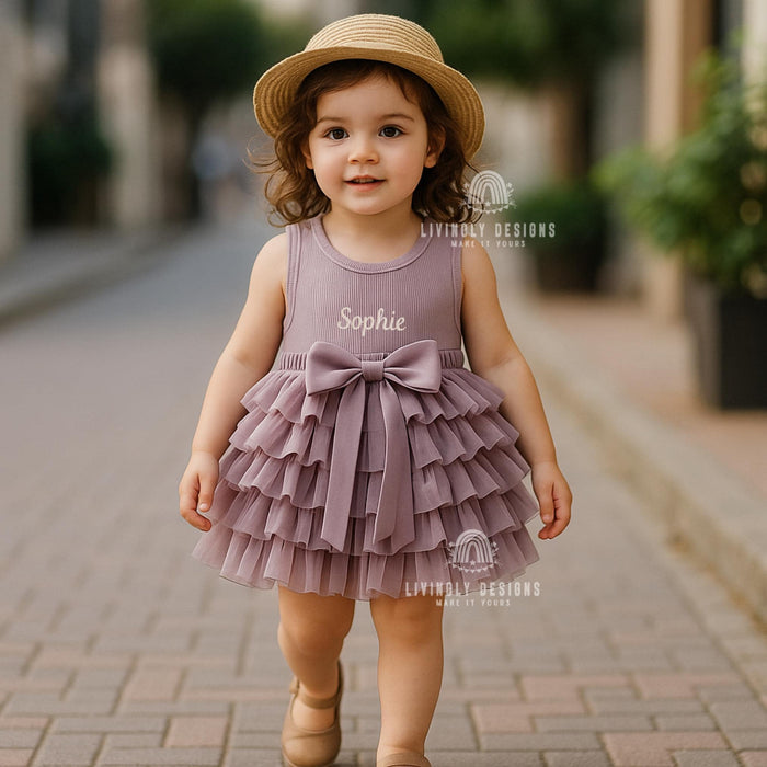 Personalized Embroidered Baby Girl Cotton Vest Top & Skirt Set