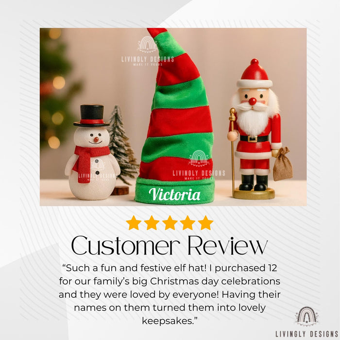 Personalized Embroidered Christmas Extra Long Holiday Elf Hat