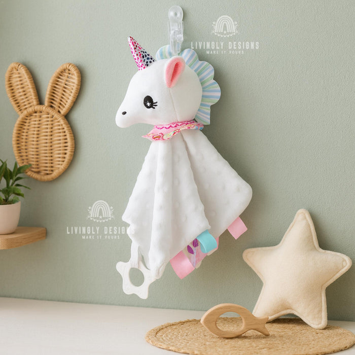 Personalized Plush Animal Baby Comforter: Embroidered Name Security Blanket