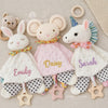 Personalized Plush Animal Baby Comforter: Embroidered Name Security Blanket