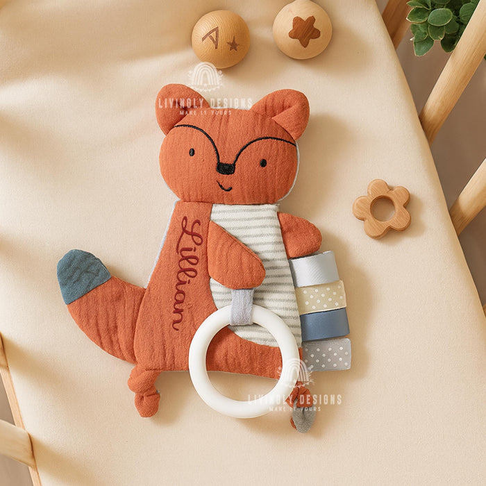 Personalized Name Baby Comforter | Embroidered Cotton Teether Blanket | Custom Newborn Soothing Doll Gift | Newborn Gift