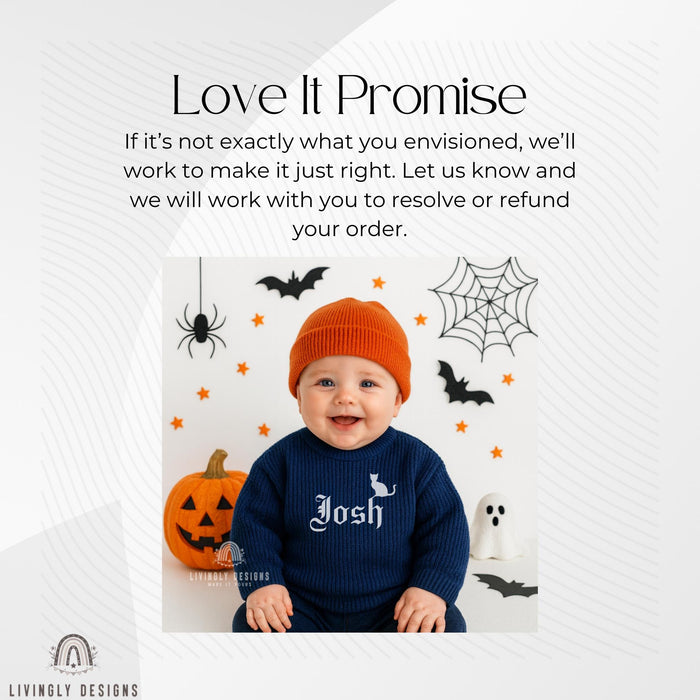 Custom Embroidered Halloween Sweater: Personalized Toddler Ghost, Pumpkin Outfit