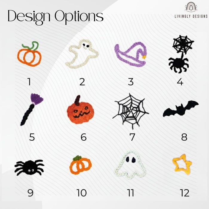 Personalized Hand-Embroidered Halloween Sweater: Ghost, Pumpkin, Witch
