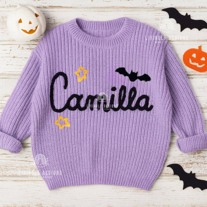 Personalized Hand Embroidered Halloween Sweater
