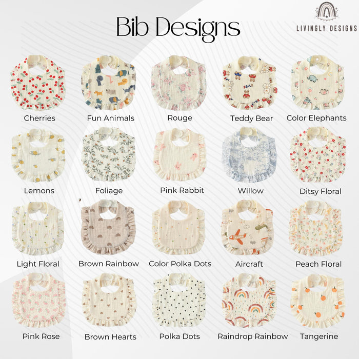 Personalized Lace Baby Bib: Embroidered Name, Ruffled Waterproof Cotton