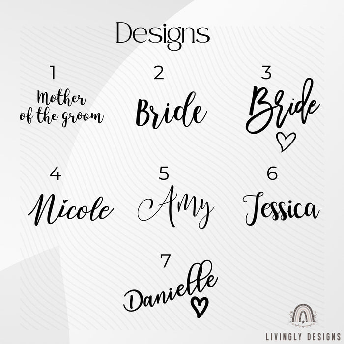 Personalized White Plastic Wine Glass: Custom Embroidered Name, Bachelorette Party Favor