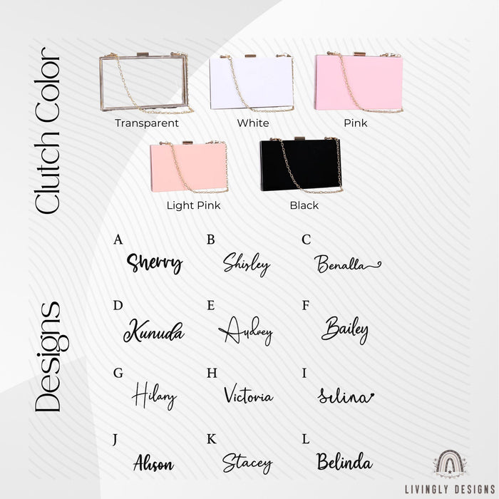 Personalized Acrylic Box Clutch: Custom Embroidered Name Wedding Purse