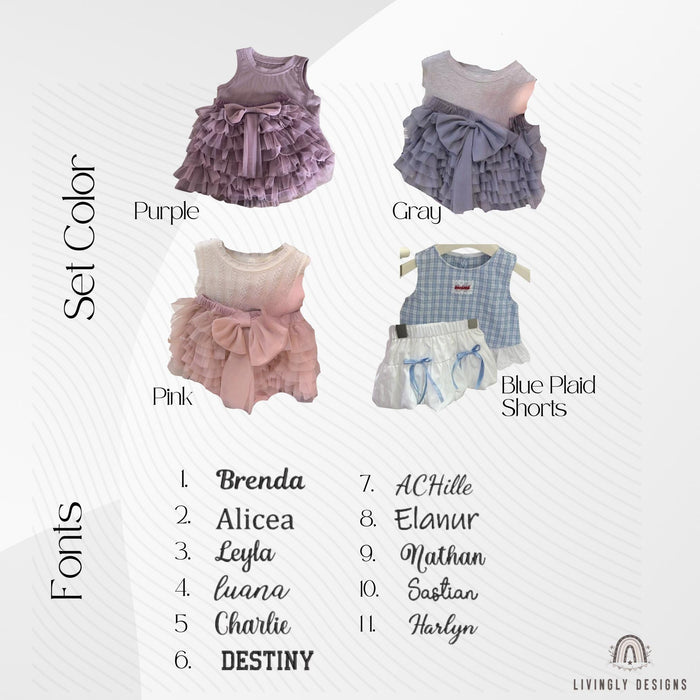 Personalized Embroidered Baby Girl Cotton Vest Top & Skirt Set