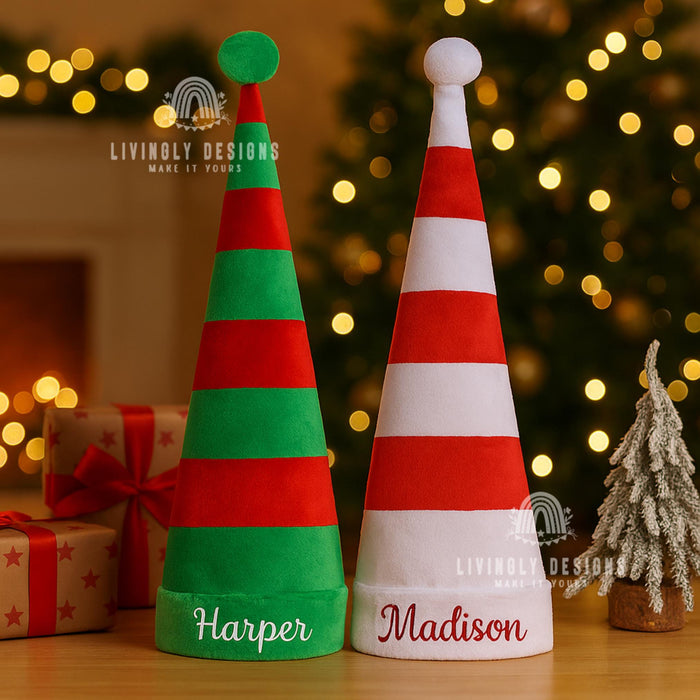 Personalized Embroidered Christmas Extra Long Holiday Elf Hat