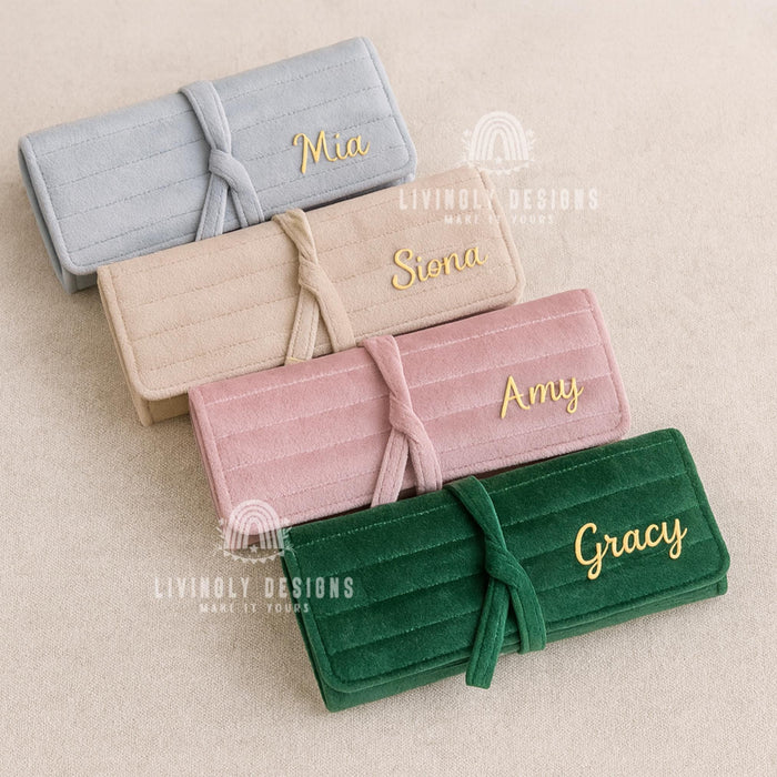 Velvet Jewelry Roll Bag