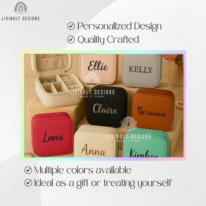 Personalized Jewelry Storage Box: Custom Bridesmaid Gift Wedding Jewelry Holder Organizer