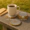 Personalized Resin Agate Coasters: Metallic Rim, Custom Wedding Decor