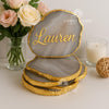 Personalized Resin Agate Coasters: Metallic Rim, Custom Wedding Decor
