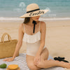 Custom Bridesmaid Sun Hat: Embroidered Wide Brim Straw Hat for Weddings & Beach Trips