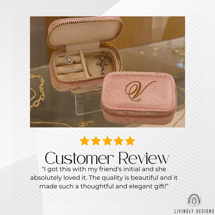 Personalized Velvet Jewelry Case | Custom Travel Jewelry Box with Name | Bridesmaid Gift, Birthday Gift, Wedding Keepsake