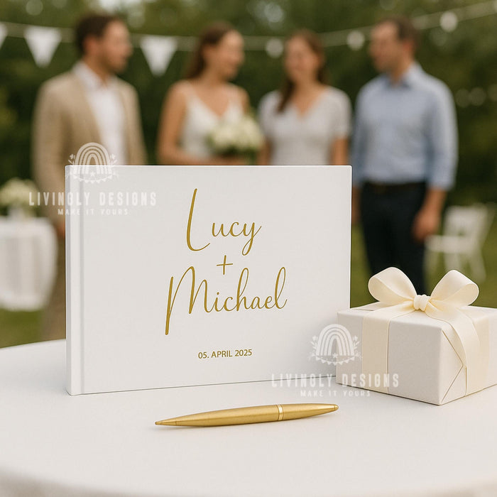 Personalized Wedding Guest Book: Foil Printed Hardcover Keepsake