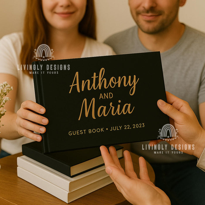 Personalized Wedding Guest Book: Foil Printed Hardcover Keepsake