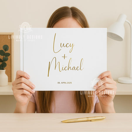 Personalized Wedding Guest Book: Foil Printed Hardcover Keepsake