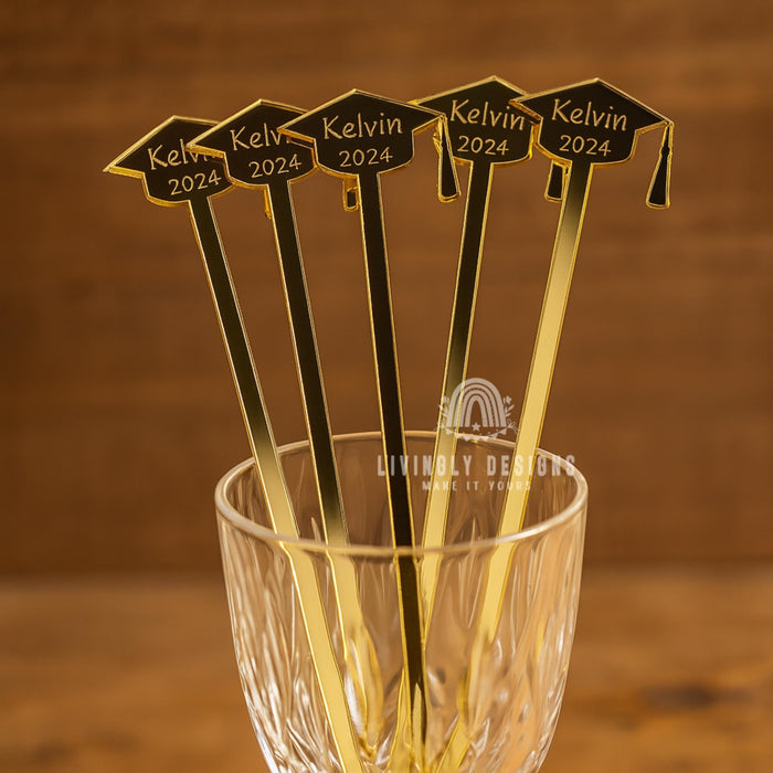 Personalized Graduation Drink Stirrers: Custom Acrylic Party Favors