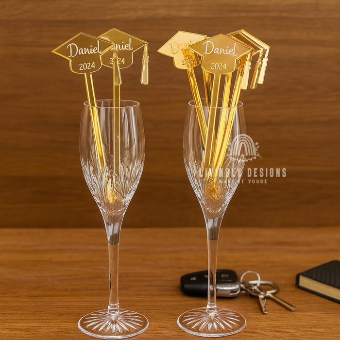 Personalized Graduation Drink Stirrers: Custom Acrylic Party Favors