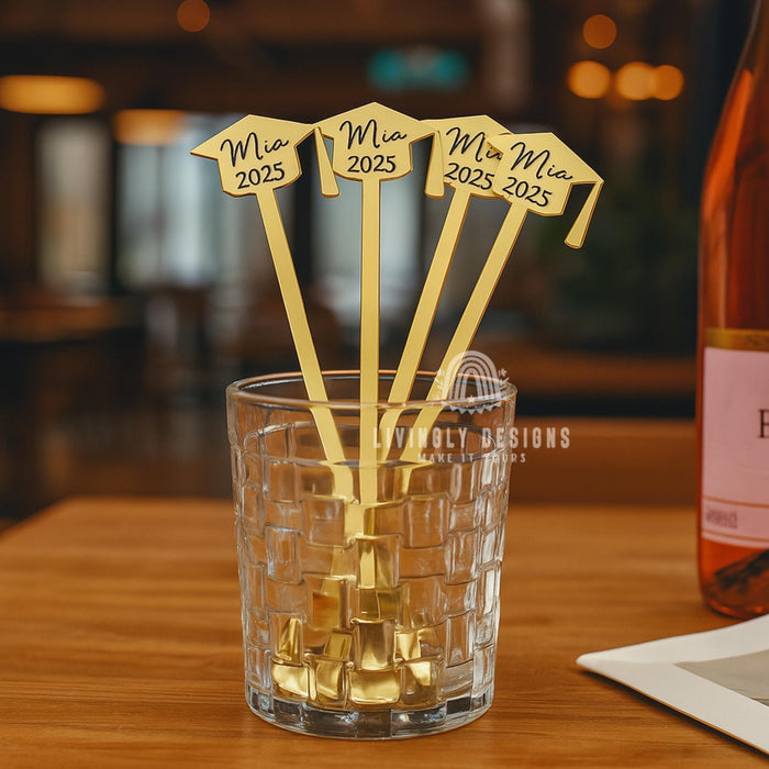 Personalized Graduation Drink Stirrers: Custom Acrylic Party Favors