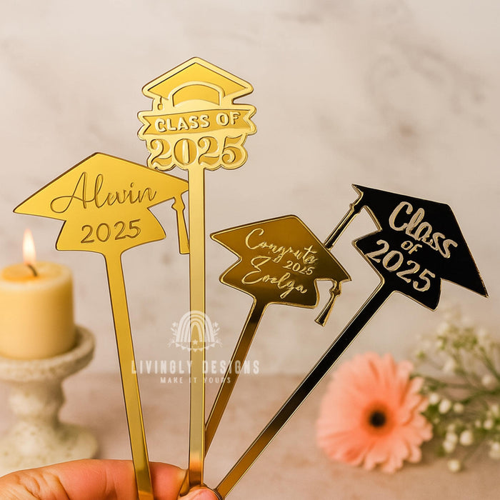Personalized Graduation Drink Stirrers: Custom Acrylic Party Favors